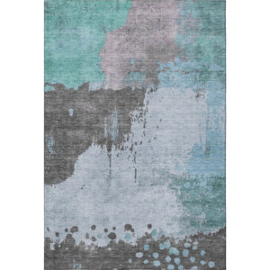HomeRoots 9' X 12' Teal And Taupe Abstract Washable Area Rug - UV Protected, Stain-Resistant & Durable Design 710399