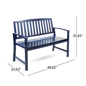 English Elm Christopher Knight Home® - LOJA Bench - Acacia Wood Outdoor Bench with Ergonomic Curved Backrest, Durable Stable Construction Blue 57495.00ACANBL