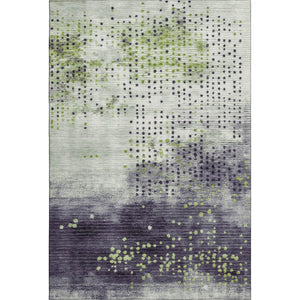HomeRoots 5' X 8' Artichoke Green & Eggplant Geometric Washable Area Rug - UV Protected, Pet-Friendly Style! 710402
