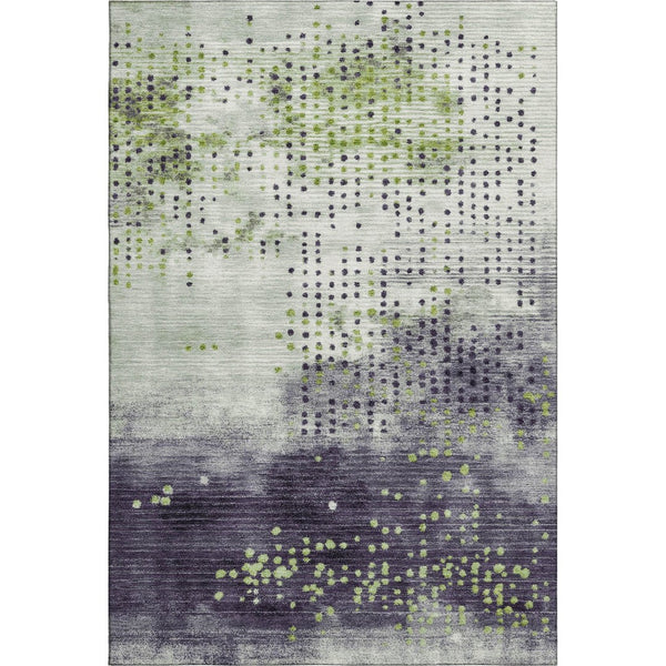 HomeRoots 5' X 8' Artichoke Green & Eggplant Geometric Washable Area Rug - UV Protected, Pet-Friendly Style! 710402