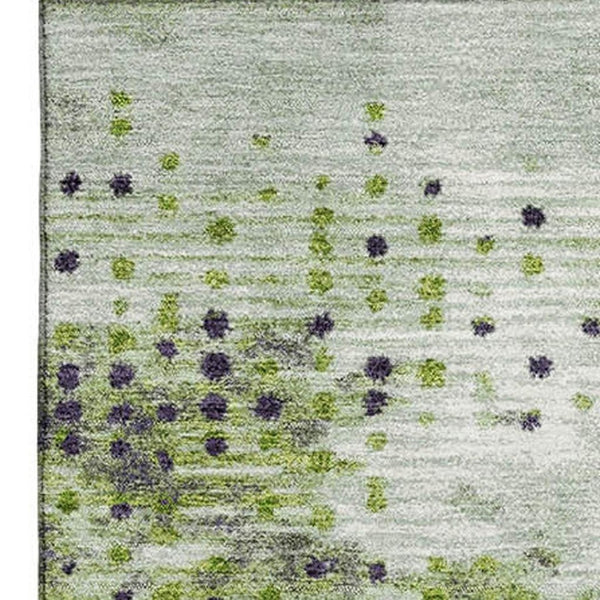 HomeRoots 5' X 8' Artichoke Green & Eggplant Geometric Washable Area Rug - UV Protected, Pet-Friendly Style! 710402