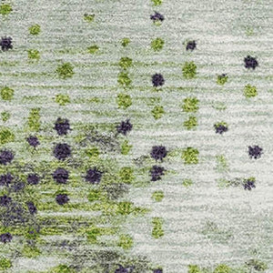HomeRoots 9' X 12' Geometric Artichoke Green & Eggplant Area Rug - Washable, UV Protected for High-Traffic Spaces 710406
