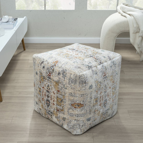 HomeRoots 8' Blush and Emerald Geometric Round Rug - Washable, UV-Protected, Modern Design for Busy Homes 710414