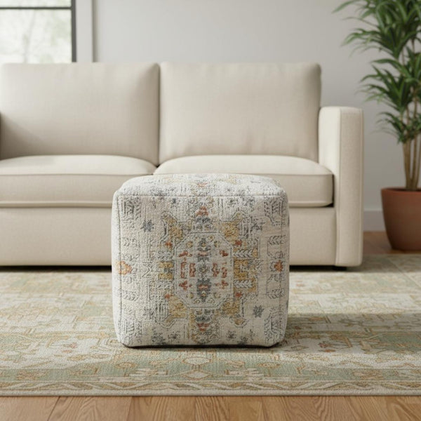 HomeRoots 8' Blush and Emerald Geometric Round Rug - Washable, UV-Protected, Modern Design for Busy Homes 710414