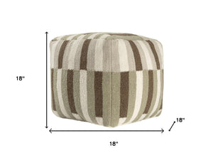 HomeRoots 8' Denim Blue & Chocolate Geometric Washable Round Rug - UV Protection, Durable & Stylish Design 710426