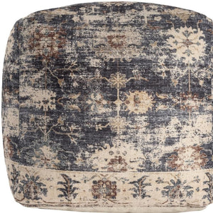 HomeRoots 8' X 10' Washable Linen & Blue Geometric Area Rug - Stylish, Durable, Pet-Friendly for High Traffic Areas 710440