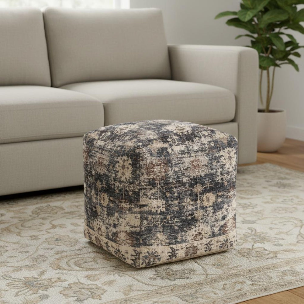 HomeRoots 8' X 10' Washable Linen & Blue Geometric Area Rug - Stylish, Durable, Pet-Friendly for High Traffic Areas 710440