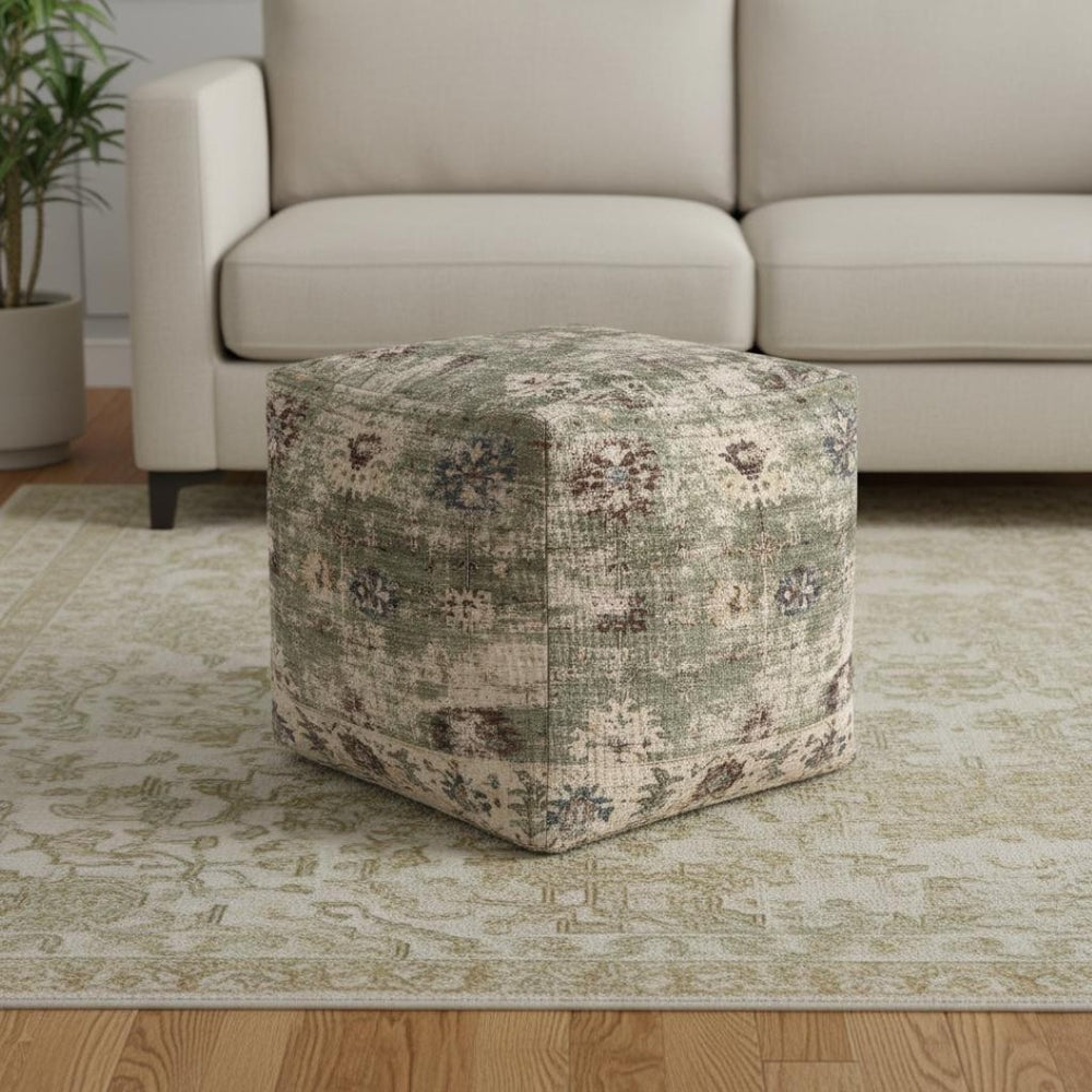 HomeRoots 10' X 14' Stylish Linen and Blue Geometric Area Rug - Washable, UV Protected, Pet-Friendly Design 710444
