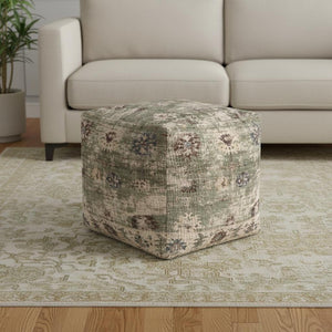 HomeRoots 10' X 14' Stylish Linen and Blue Geometric Area Rug - Washable, UV Protected, Pet-Friendly Design 710444