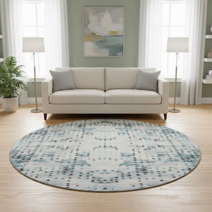 HomeRoots 8' X 10' Teal & Chocolate Geometric Washable Area Rug – Durable, UV-Protected, Easy-Care Design! 710451