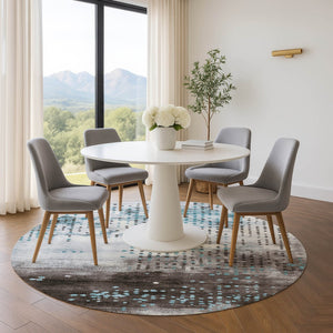 HomeRoots 8' X 10' Teal & Chocolate Geometric Washable Area Rug – Durable, UV-Protected, Easy-Care Design! 710451