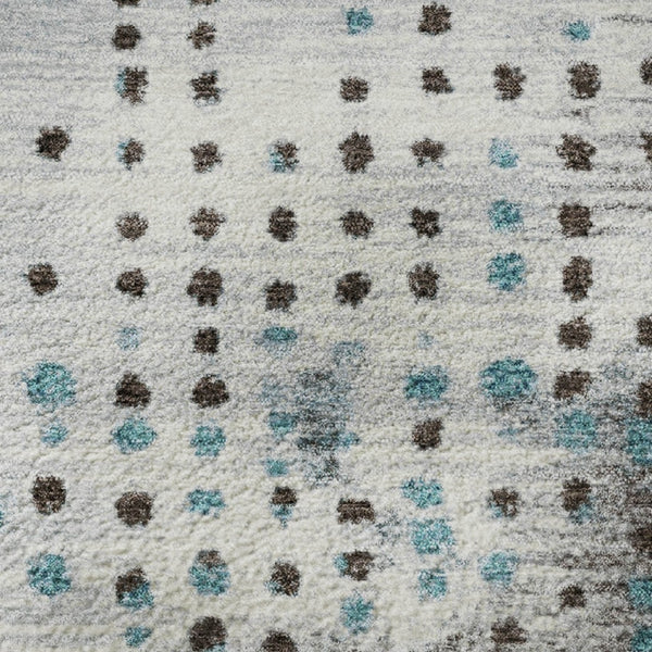 HomeRoots 8' X 10' Teal & Chocolate Geometric Washable Area Rug – Durable, UV-Protected, Easy-Care Design! 710451