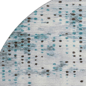 HomeRoots 8' X 10' Teal & Chocolate Geometric Washable Area Rug – Durable, UV-Protected, Easy-Care Design! 710451