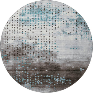 HomeRoots 8' X 10' Teal & Chocolate Geometric Washable Area Rug – Durable, UV-Protected, Easy-Care Design! 710451
