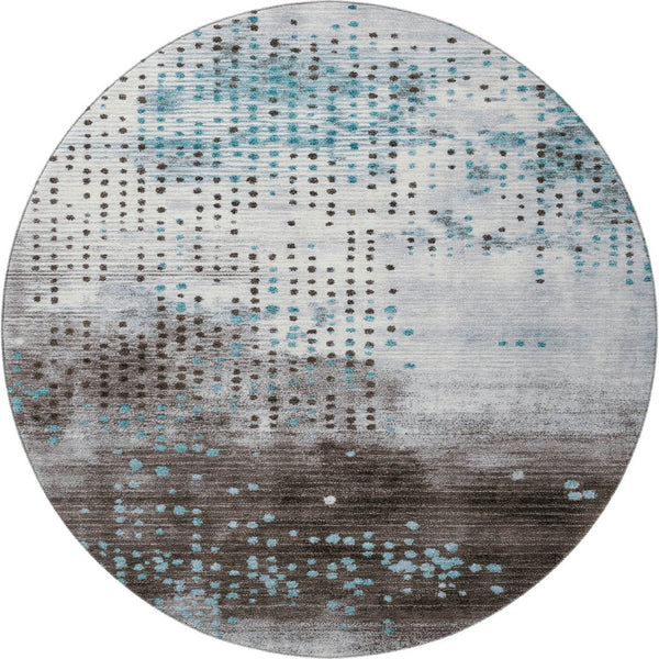 HomeRoots 8' X 10' Teal & Chocolate Geometric Washable Area Rug – Durable, UV-Protected, Easy-Care Design! 710451