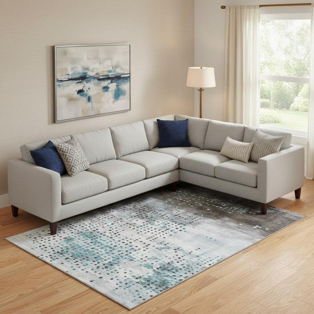 HomeRoots 10' Teal & Chocolate Geometric Area Rug – Durable, Stain-Resistant, UV Protected for Indoor & Outdoor Use 710453