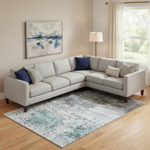 HomeRoots 10' Teal & Chocolate Geometric Area Rug – Durable, Stain-Resistant, UV Protected for Indoor & Outdoor Use 710453