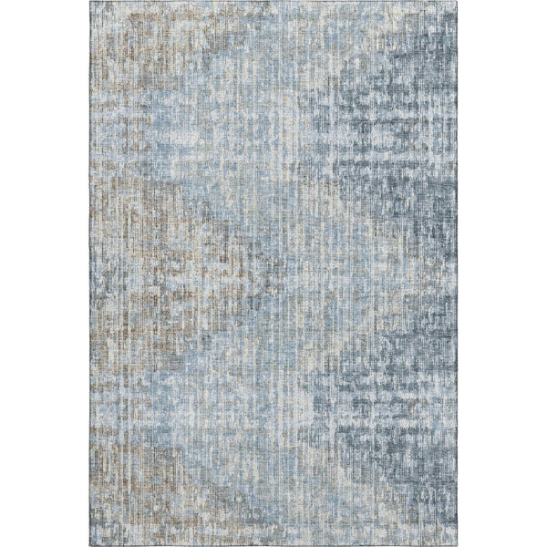 HomeRoots 8' Denim Blue Geometric Washable Round Rug with UV Protection, Stain Resistance & Non-Slip Backing 710456