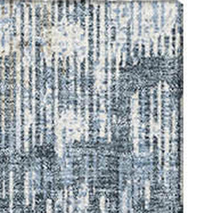 HomeRoots 8' Denim Blue Geometric Washable Round Rug with UV Protection, Stain Resistance & Non-Slip Backing 710456