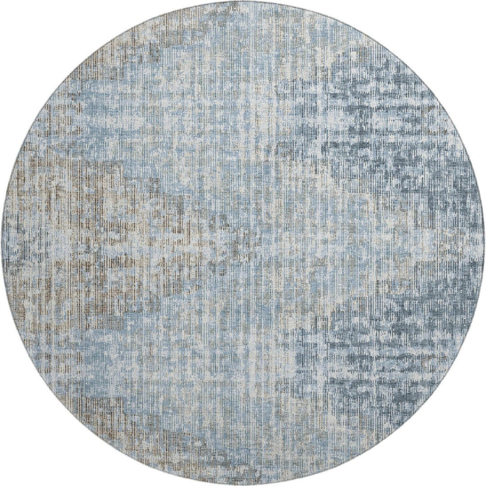HomeRoots 8' X 10' Denim Blue & Ivory Geometric Area Rug - Washable, UV Protected, Durable for Homes & Style 710457