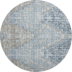 HomeRoots 8' X 10' Denim Blue & Ivory Geometric Area Rug - Washable, UV Protected, Durable for Homes & Style 710457
