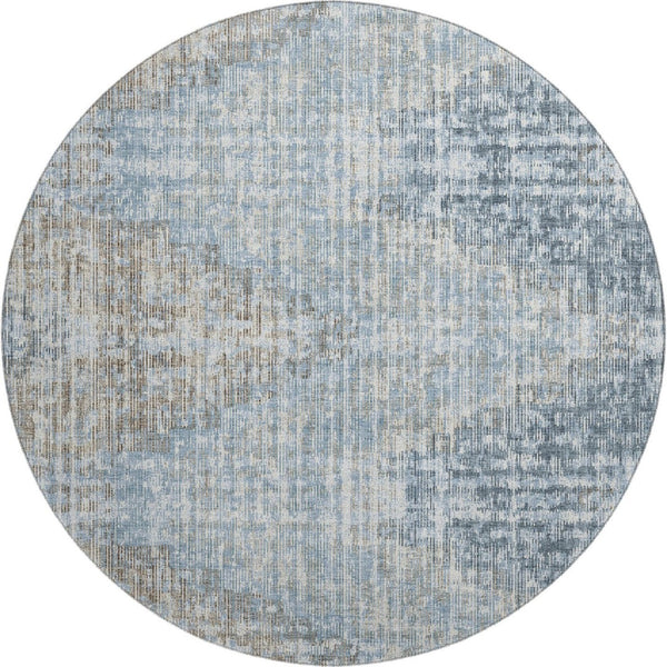 HomeRoots 8' X 10' Denim Blue & Ivory Geometric Area Rug - Washable, UV Protected, Durable for Homes & Style 710457