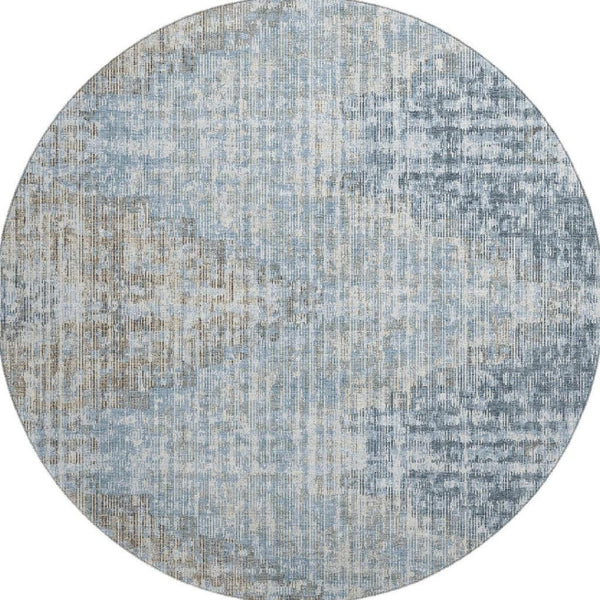 HomeRoots 8' X 10' Denim Blue & Ivory Geometric Area Rug - Washable, UV Protected, Durable for Homes & Style 710457