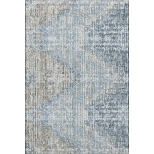 HomeRoots 9' X 12' Denim Blue & Ivory Geometric Area Rug - Washable, UV-Protected, Non-Slip, Kid-Friendly Design 710458