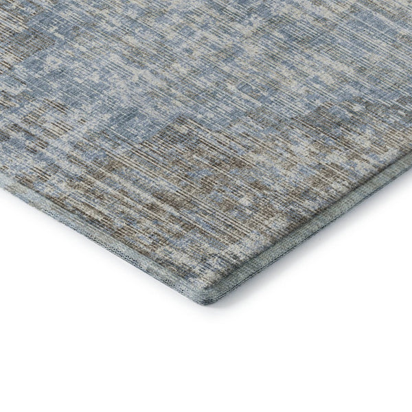HomeRoots 9' X 12' Denim Blue & Ivory Geometric Area Rug - Washable, UV-Protected, Non-Slip, Kid-Friendly Design 710458
