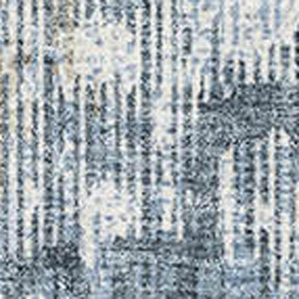 HomeRoots 9' X 12' Denim Blue & Ivory Geometric Area Rug - Washable, UV-Protected, Non-Slip, Kid-Friendly Design 710458