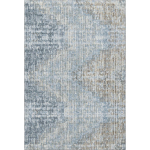 HomeRoots 9' X 12' Denim Blue & Ivory Geometric Area Rug - Washable, UV-Protected, Non-Slip, Kid-Friendly Design 710458