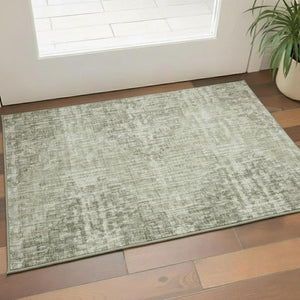 HomeRoots 5' X 8' Fern Green Geometric Area Rug - Washable, UV Protected, Stain Resistant for Busy Homes 710461