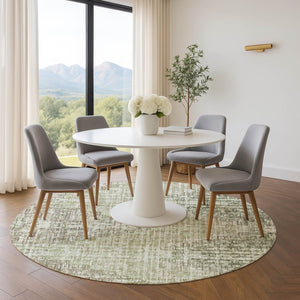 HomeRoots 8' X 10' Fern Green Geometric Washable Area Rug - UV Protected, Stain-Resistant for Busy Homes 710463