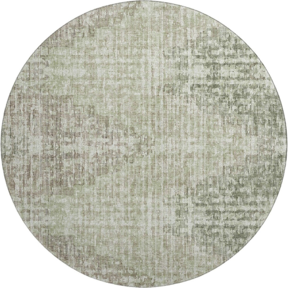 HomeRoots 8' X 10' Fern Green Geometric Washable Area Rug - UV Protected, Stain-Resistant for Busy Homes 710463