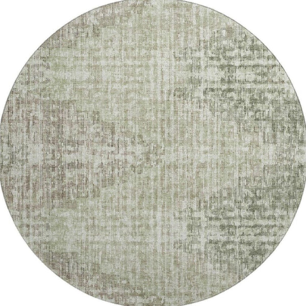 HomeRoots 8' X 10' Fern Green Geometric Washable Area Rug - UV Protected, Stain-Resistant for Busy Homes 710463