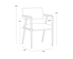 Sunpan VENTOUZ Dining Armchair – Beige Linen, Industrial Strength with Mid-Century Style for Versatile Spaces 102778