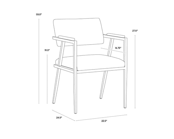 Sunpan VENTOUZ Dining Armchair – Beige Linen, Industrial Strength with Mid-Century Style for Versatile Spaces 102778