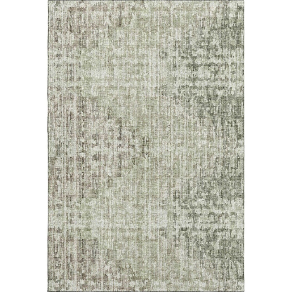 HomeRoots 10' Washable Fern Green & Taupe Geometric Area Rug with UV Protection for Stylish Living Spaces 710465