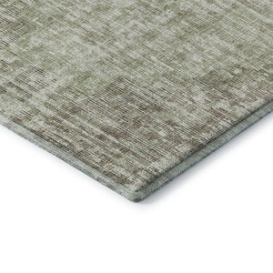 HomeRoots 10' Washable Fern Green & Taupe Geometric Area Rug with UV Protection for Stylish Living Spaces 710465