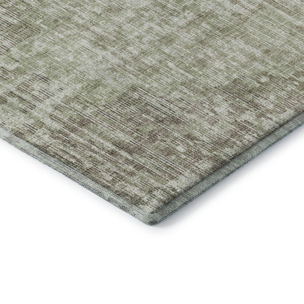 HomeRoots 10' Washable Fern Green & Taupe Geometric Area Rug with UV Protection for Stylish Living Spaces 710465