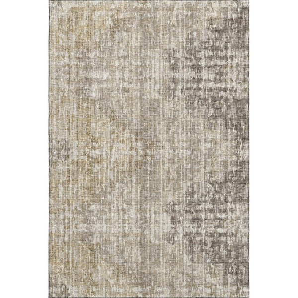 HomeRoots 5' X 8' Khaki & Beige Geometric Area Rug - Washable, UV Protected, Durable for Busy Homes & Kids 710467