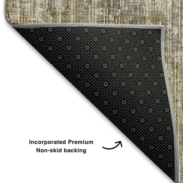 HomeRoots 5' X 8' Khaki & Beige Geometric Area Rug - Washable, UV Protected, Durable for Busy Homes & Kids 710467