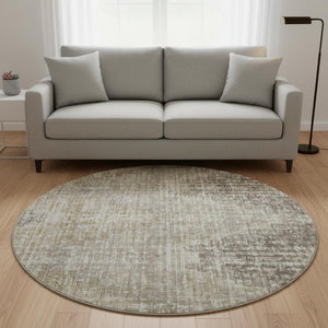HomeRoots 8' X 10' Stylish Khaki & Beige Geometric Washable Area Rug with UV Protection for Busy Homes 710469