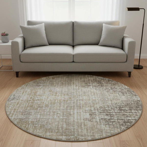 HomeRoots 8' X 10' Stylish Khaki & Beige Geometric Washable Area Rug with UV Protection for Busy Homes 710469