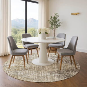 HomeRoots 8' X 10' Stylish Khaki & Beige Geometric Washable Area Rug with UV Protection for Busy Homes 710469