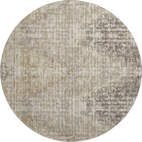 HomeRoots 8' X 10' Stylish Khaki & Beige Geometric Washable Area Rug with UV Protection for Busy Homes 710469