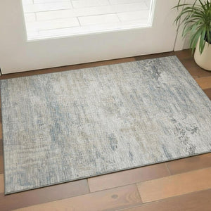 HomeRoots 5' X 8' Modern Beige & Gray Geometric Area Rug - Washable, UV-Protected, Perfect for High Traffic Spaces! 710473