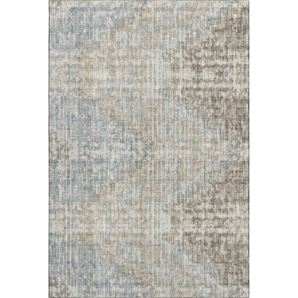 HomeRoots 8' Beige and Gray Geometric Round Rug - Washable, UV-Protected, Stain-Resistant for Busy Homes 710474