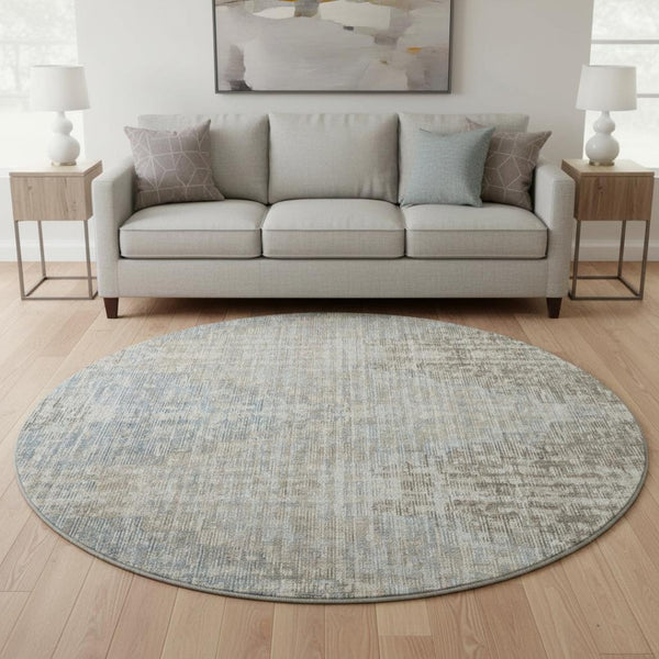 HomeRoots 8' X 10' Beige & Gray Geometric Washable Area Rug - Durable, UV Protected, Non-Slip for High Traffic Areas 710475