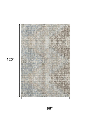 HomeRoots 9' X 12' Beige & Gray Geometric Washable Area Rug - UV Protected, Durable, Stylish for Any Space 710476